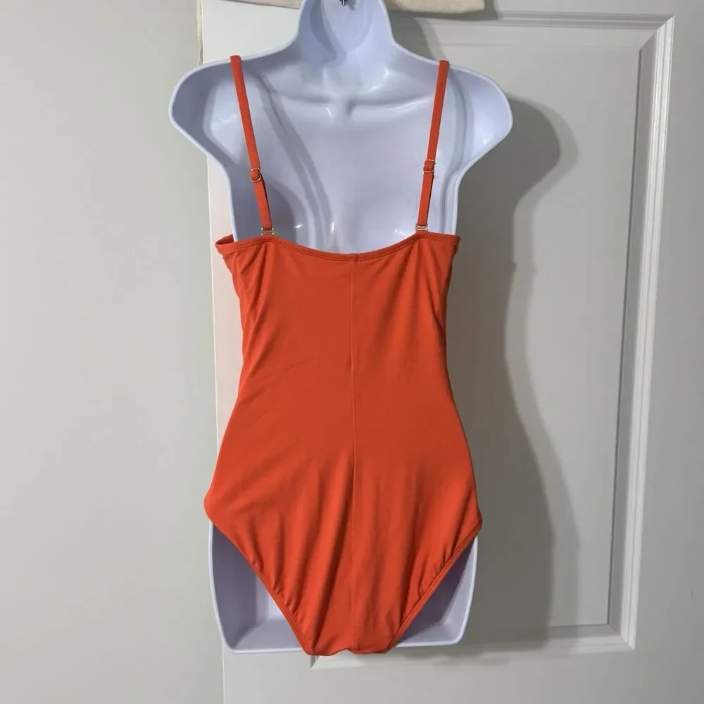 A.N.A. Shirred Side One Piece Swimsuit |  Size 8 | Color Coral